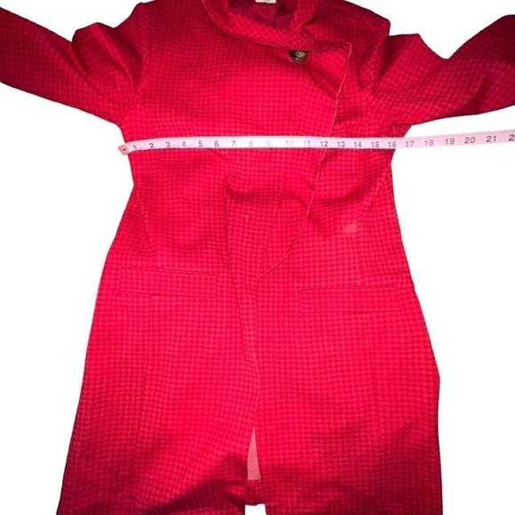 CAbi Style #3546 Red Square Celebration Jacket Women’s Small Houndstooth Ruffles - Picture 6 of 12